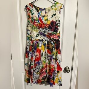 Floral Multicolor Sleeveless Dress - size 14